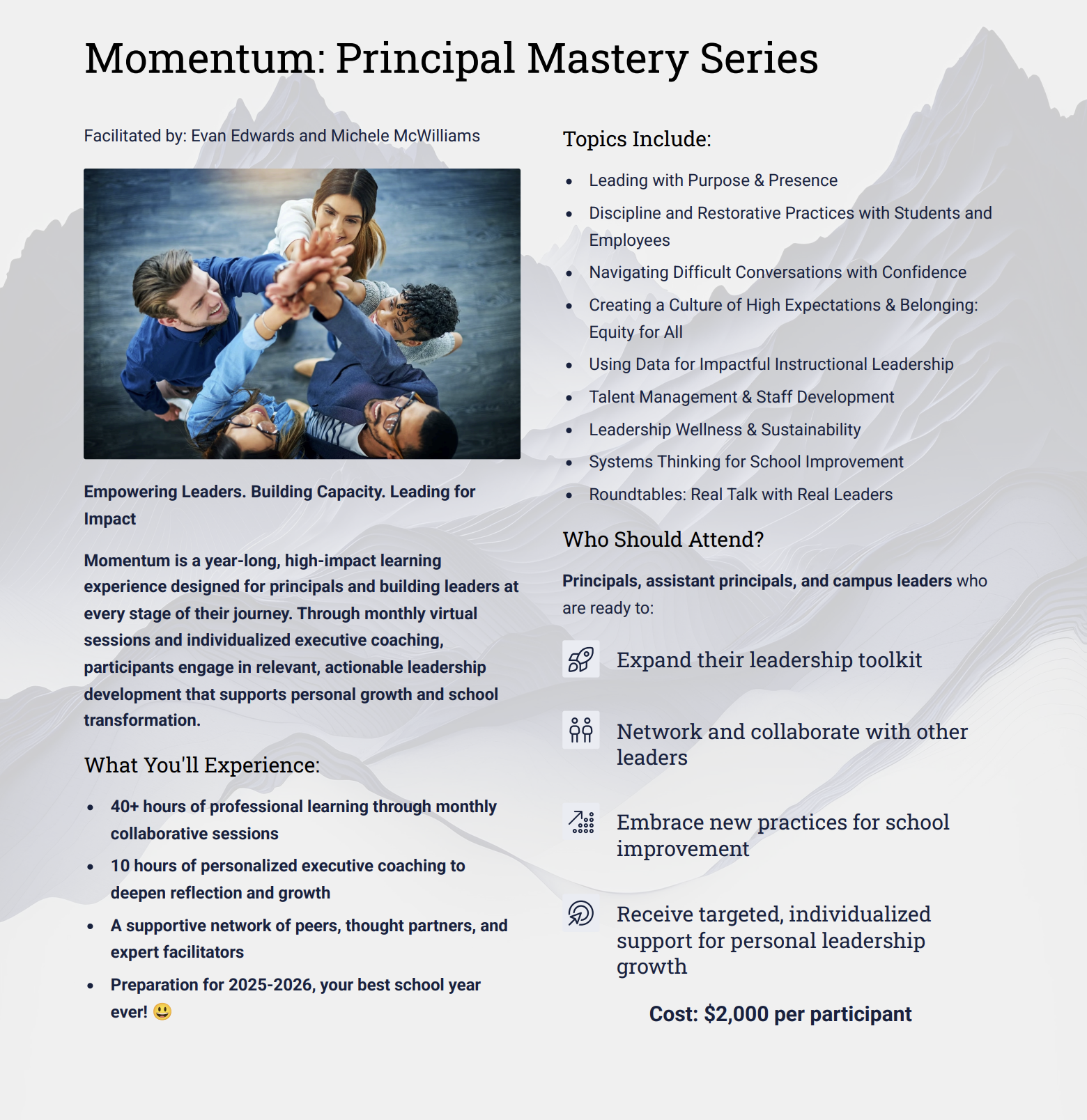 Momentum: Principal Mastery Series Informational Flyer